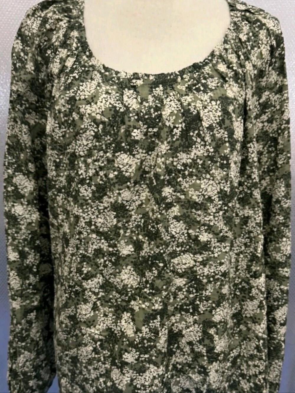 2X Plus A.N.A ( A New Approach ) Top Womens Green Floral Boho Peasant Shirt NWT
